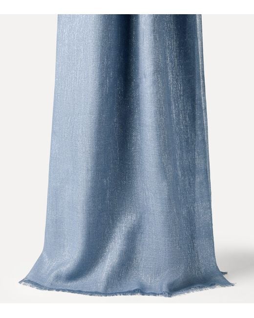 Brunello Cucinelli Blue Cashmere-Silk Blend Sparkling Scarf
