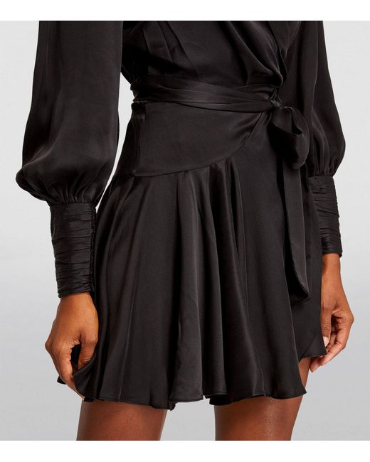 Zimmermann Black Silk Wrap Mini Dress