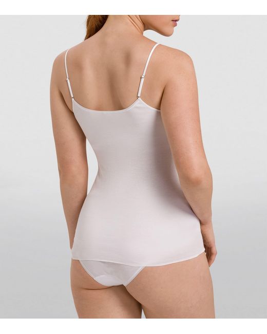 Hanro White Cotton Seamless Padded Camisole