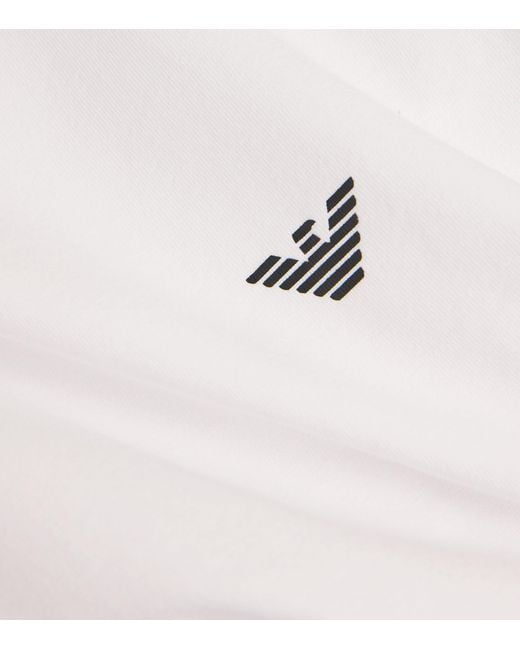 Emporio Armani White Stretch-Cotton Eagle Logo Crew-Neck T-Shirt for men