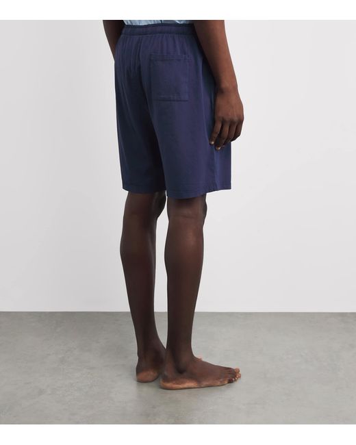 Harrods Blue Cotton Pyjama Shorts for men