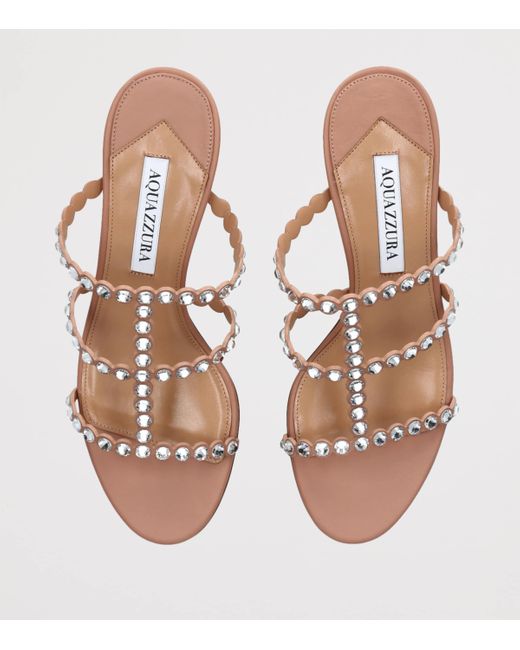 Aquazzura Pink Leather Embellished Tequila Sandals 50