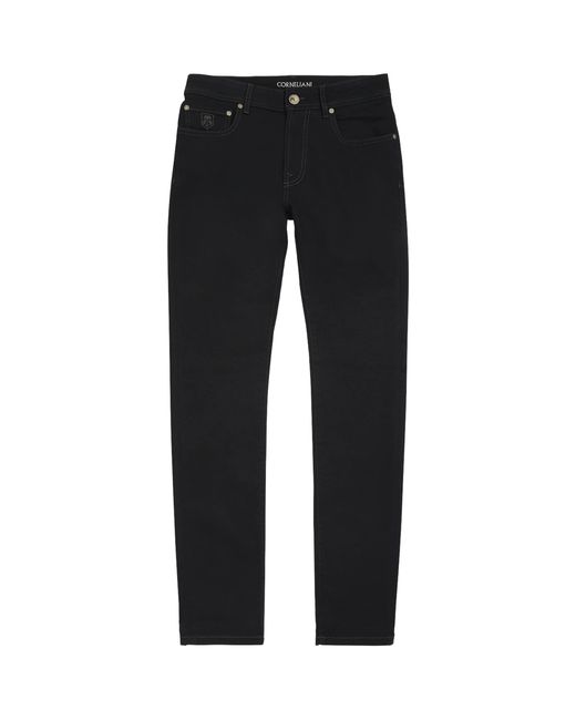 Corneliani Black Stretch-Blend Straight Jeans for men