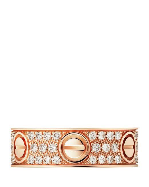 Cartier Metallic Rose And Diamond-Paved Love Ring