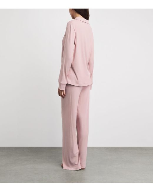 Skims Pink Soft Lounge Ribbed Pyjama Set