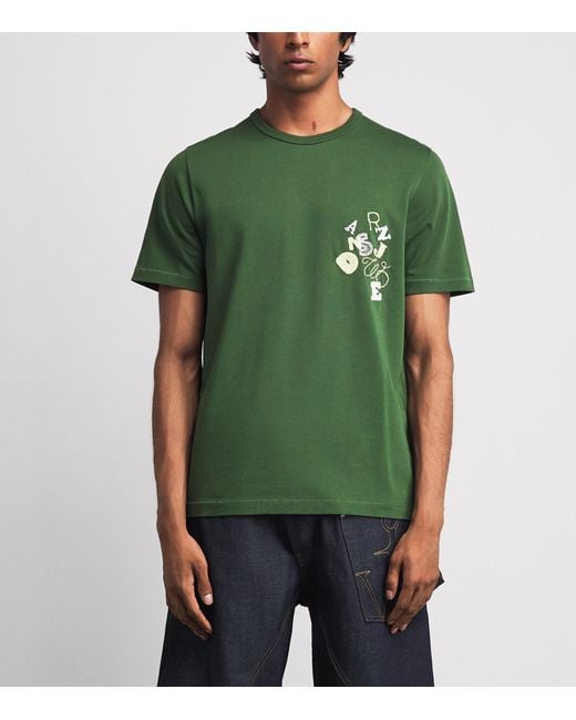 J.W. Anderson Green Cotton Scattered Letters T-Shirt for men