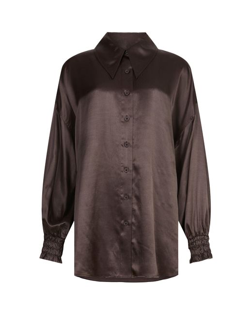 AllSaints Brown Silk-blend Charli Shirt