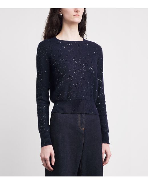 Kiton Blue Cashmere Sequin Sweater