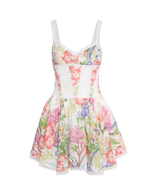 Charo Ruiz White Lace-Trim Gardenia Mini Dress