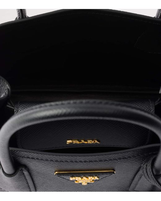 Prada Black Small Saffiano Leather Double Top-Handle Bag