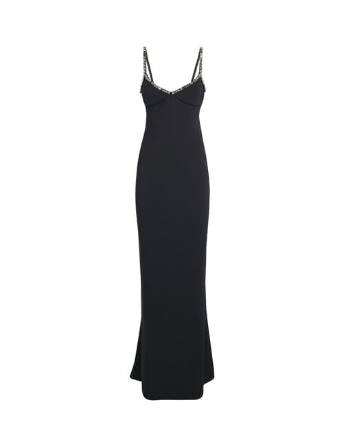 Stella McCartney Black Embellished Crepe Maxi Dress