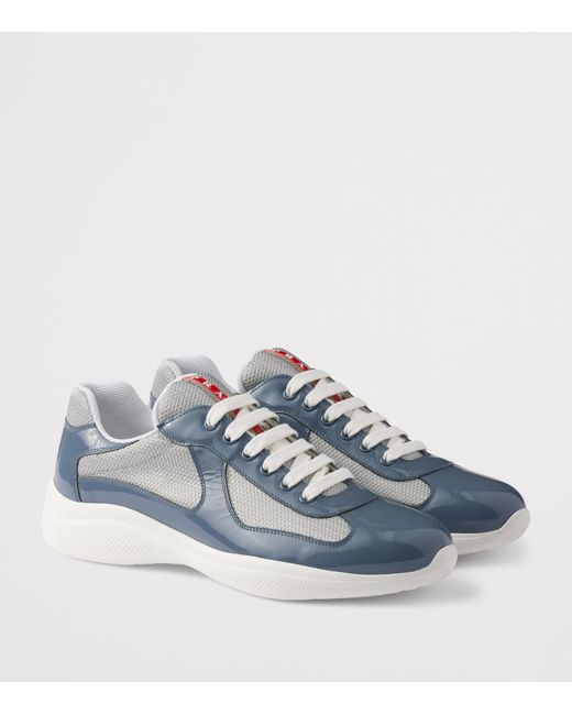 Prada Blue Patent Leather-Blend America's Cup Sneakers for men