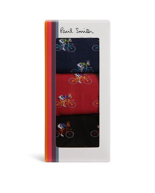 Paul Smith Blue Cotton-blend Printed Socks (pack Of 3) for men