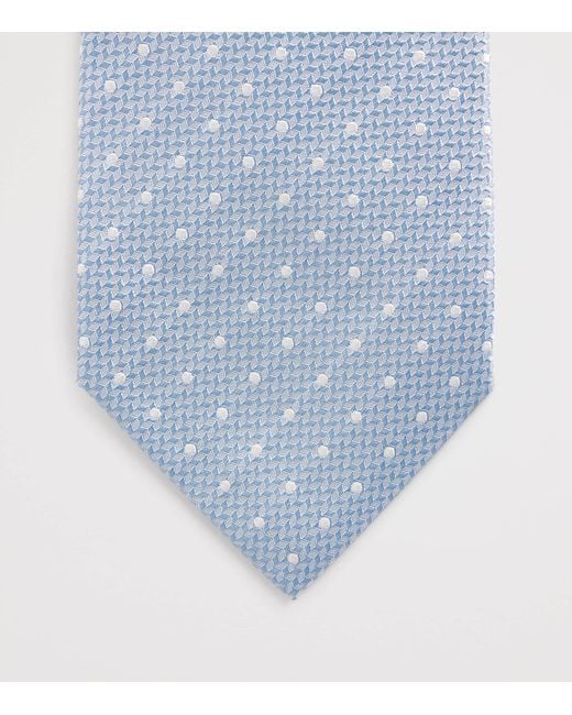 Isaia Blue Silk Seven-Fold Tie for men
