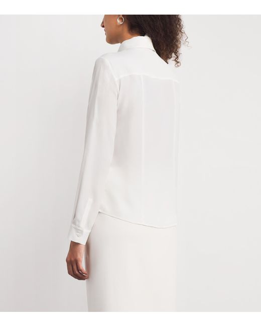MAX&Co. White Crepe De Chine Scarf-Neck Shirt