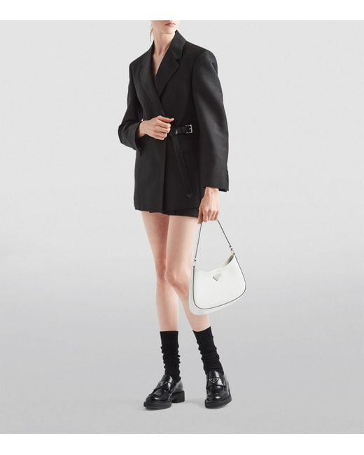 Prada Gray Leather Cleo Shoulder Bag