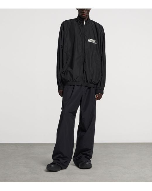 Balenciaga Blue Techno Cotton Masking Tape Logo Track Jacket for men