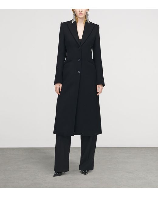 McQueen Black Wool Single-Breasted Coat