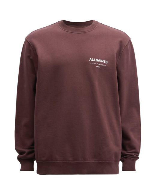 AllSaints Purple Cotton Underground Sweatshirt for men