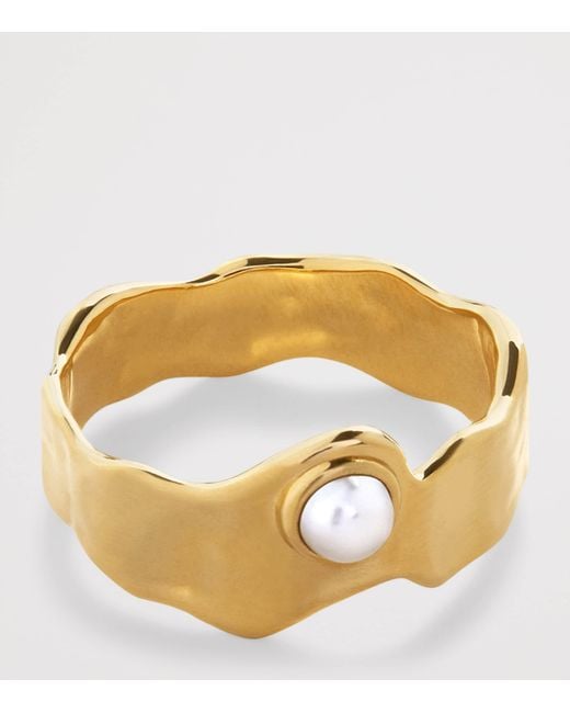 Monica Vinader Natural Vermeil And Pearl Capri Stacking Ring