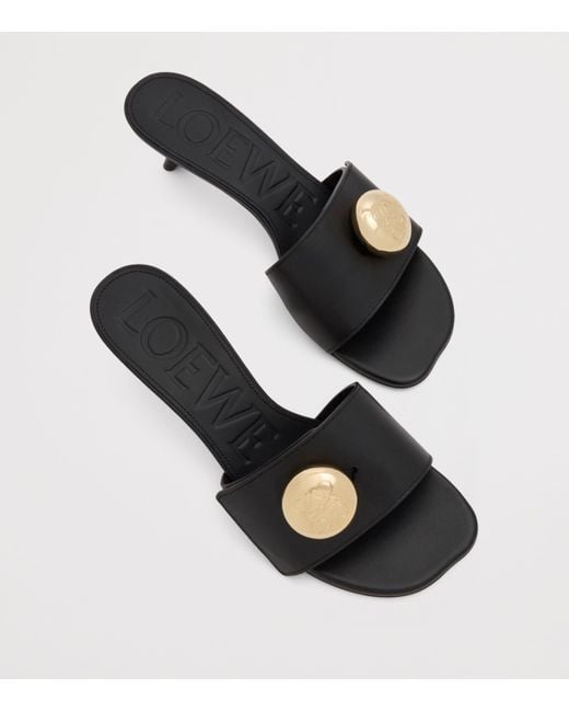 Loewe Black Leather Pebble Heeled Mules 45