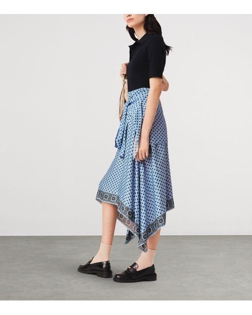 Maje Blue Printed Midi Shirt Dress