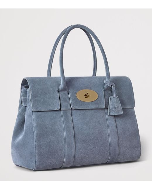 Mulberry Blue Suede Bayswater Top-Handle Bag