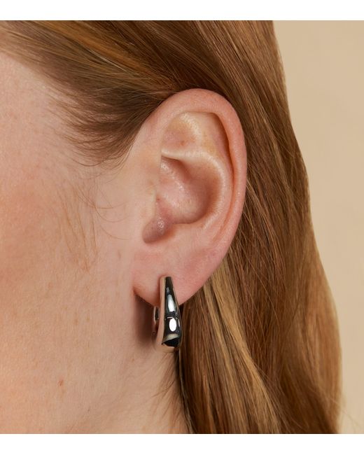 Astrid & Miyu White Rhodium-Plated Saddle Hoop Earrings