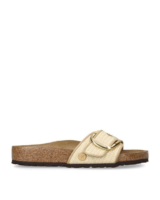 Birkenstock White Raffia Madrid Big Buckle Sandals