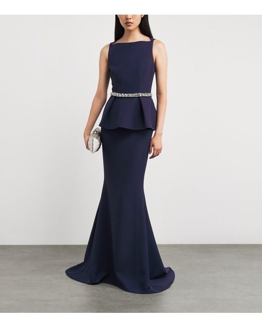 Safiyaa Blue Crystal-Embellished Carter Gown