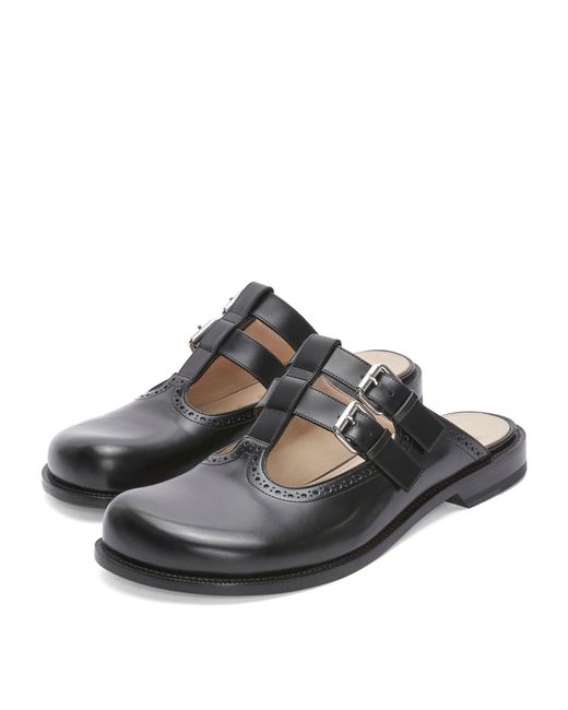 Loewe Black Leather Campo Mary Jane Mules for men