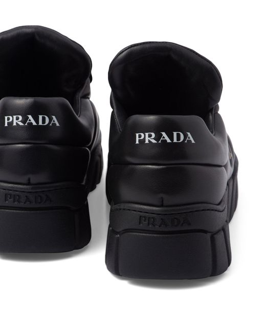 Prada Black Padded Leather Triangle Sneakers