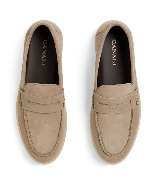 Canali Natural Suede Driver Loafers for men