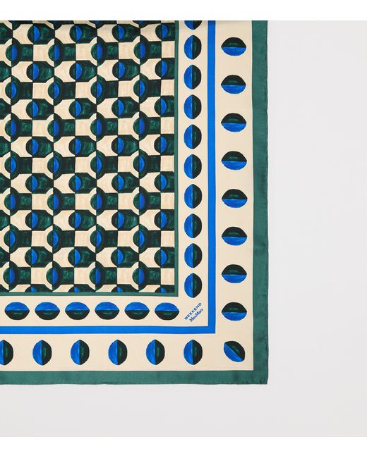 Weekend by Maxmara Green Silk Geometric Print Scarf