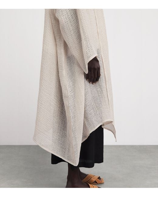 Eskandar White Linen-Blend Longline Cardigan