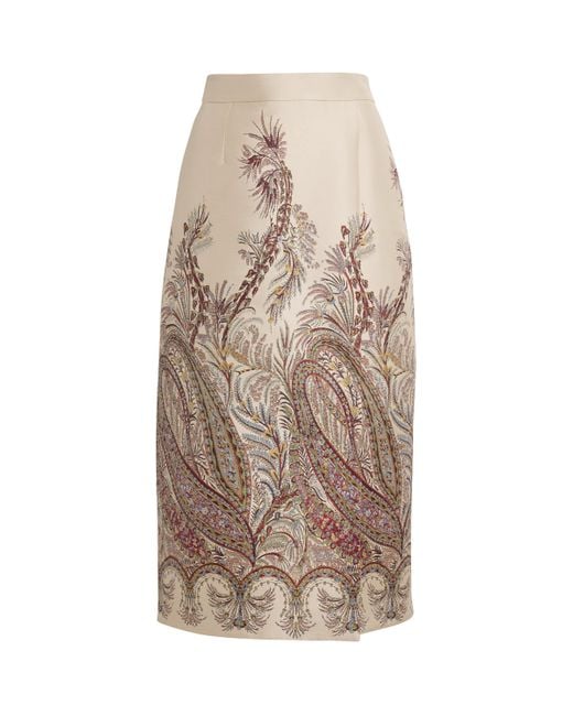 Etro Natural Fil Coupé Paisley Midi Skirt