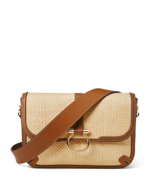 Aspinal Brown Raffia Leather Resort Cross-Body Bag