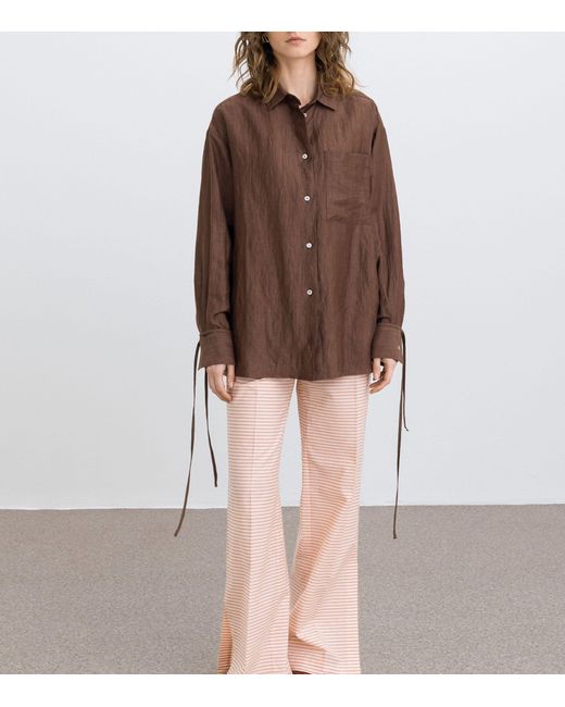 Aeron Brown Linen-blend Soir Shirt