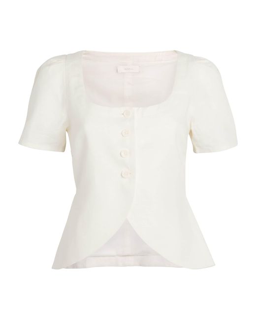 Faithfull The Brand White Linen Audrey Crop Top
