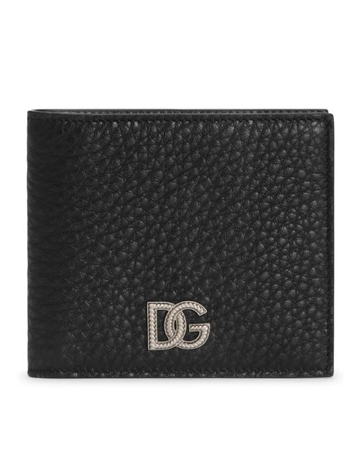 Dolce & Gabbana Black Leather P.Figlio Bifold Wallet for men