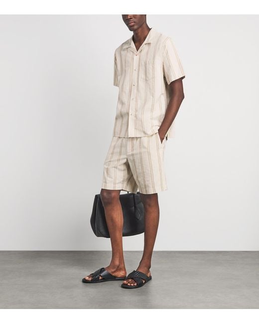 Vince Natural Cotton-Hemp Stripe Shorts for men