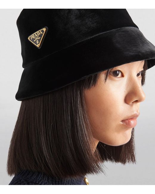 Prada Black Faux Fur Bucket Hat