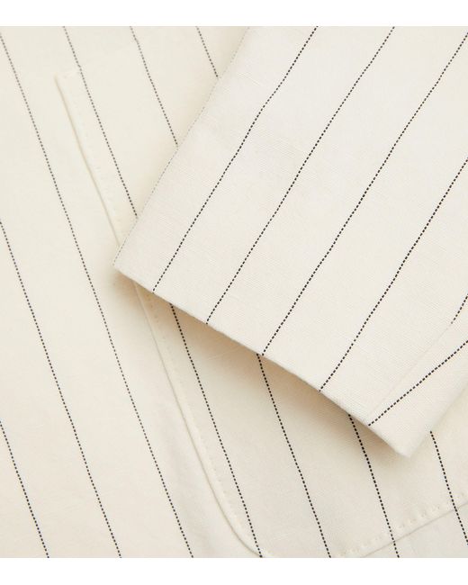 Max Mara White Linen-cotton Pinstripe Blazer