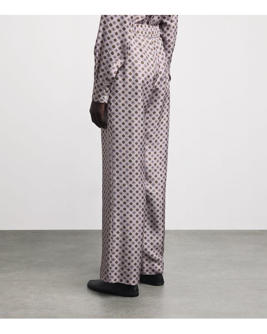 Colombo Gray Silk Printed Trousers