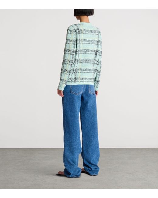 Balmain Green Tweed Sequin Cardigan