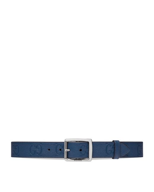 Gucci Blue Leather Gg Belt