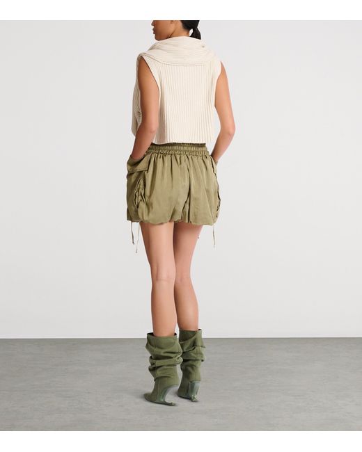 Balmain Green Twill Drawstring Shorts