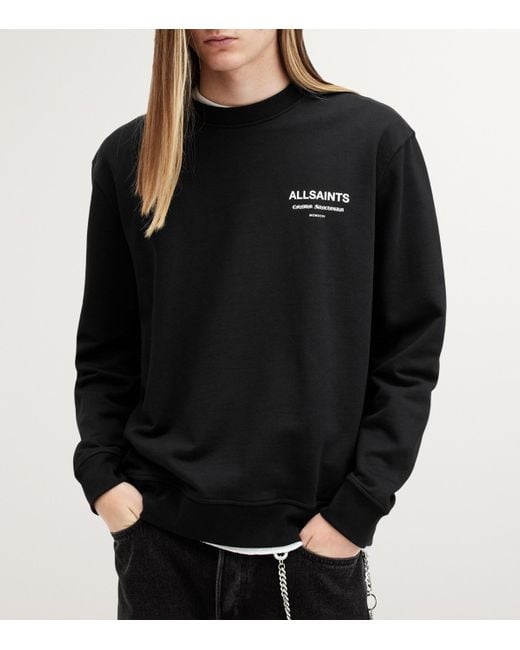 AllSaints Black Organic Cotton Sanctum Sweatshirt for men