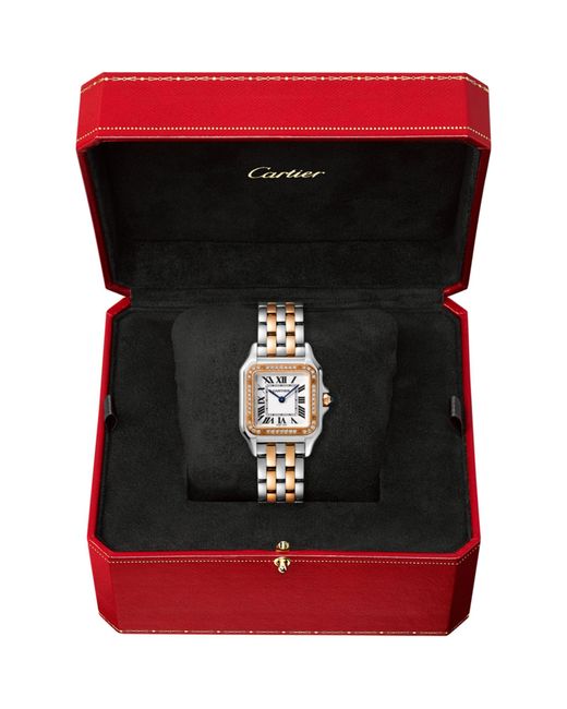 Cartier Metallic Medium Rose Gold, Stainless Steel And Diamond Panthère De Watch 37mm
