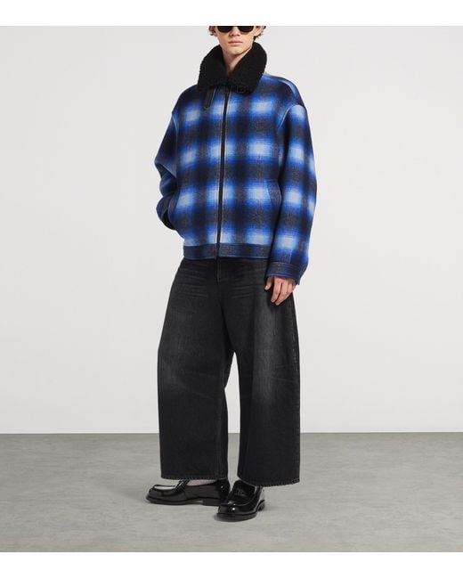 Balenciaga Blue Wool Checked Jacket for men